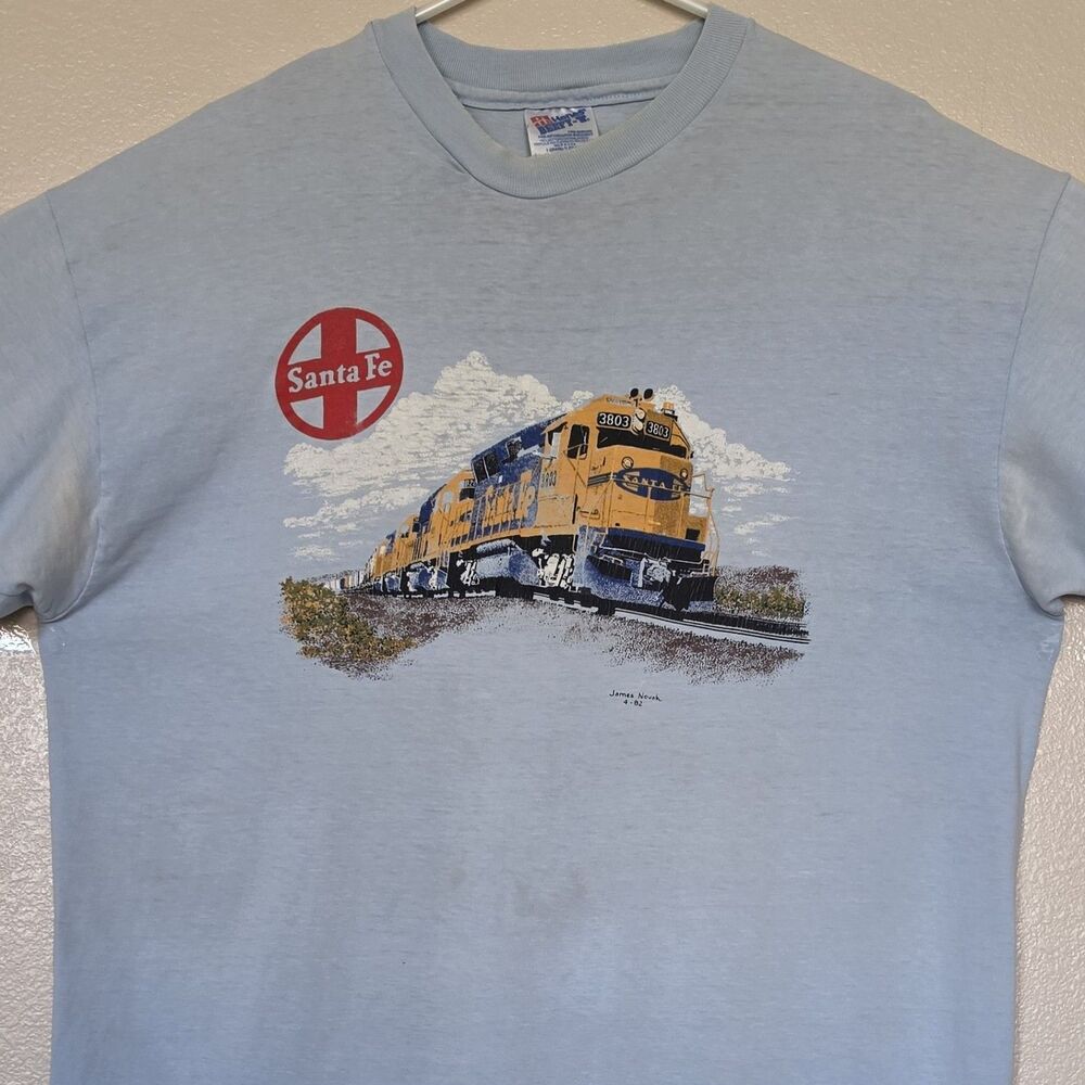 Vintage Santa Fe ATSF 3803 GP40X Locomotive XL T-Shirt Train 1982 James Novak